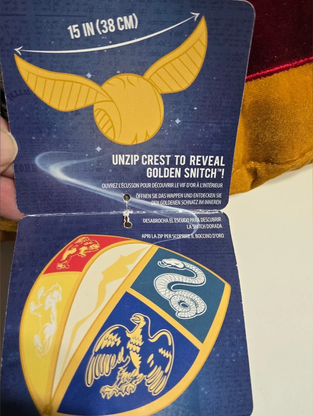 Harry Potter Golden Snitch Hogwarts Crest Transforming Plush Pillow 15” NWT